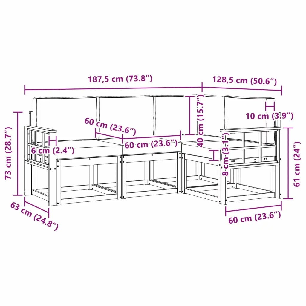 Set di divani da esterno 4 pz Bianco e Beige 3387572