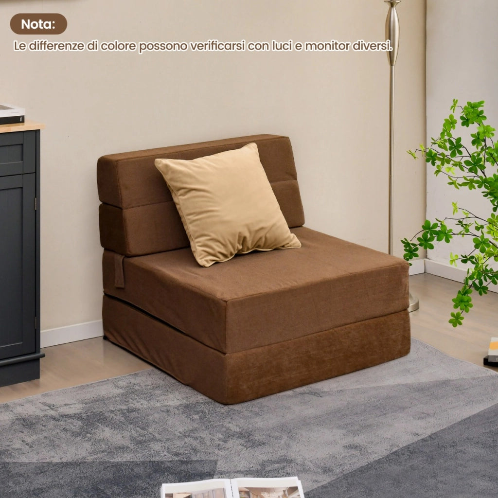Divano letto convertibile in schiuma ad alta densit¨¤ copertura rimovibile lavabile, Materasso da pavimento Marrone-Divani letto