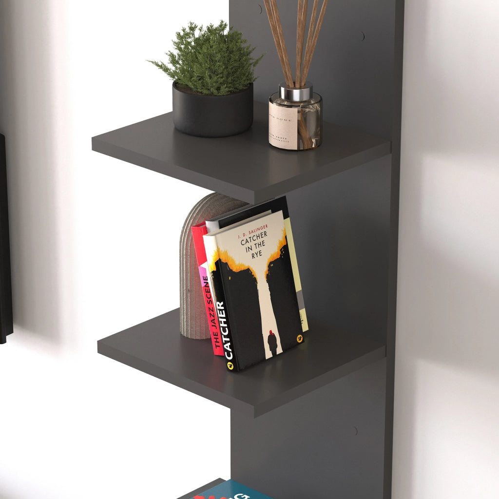 Mensola da Parete Surahammar Libreria Scaffale a Muro con 4 Ripiani - Nero [en.casa]