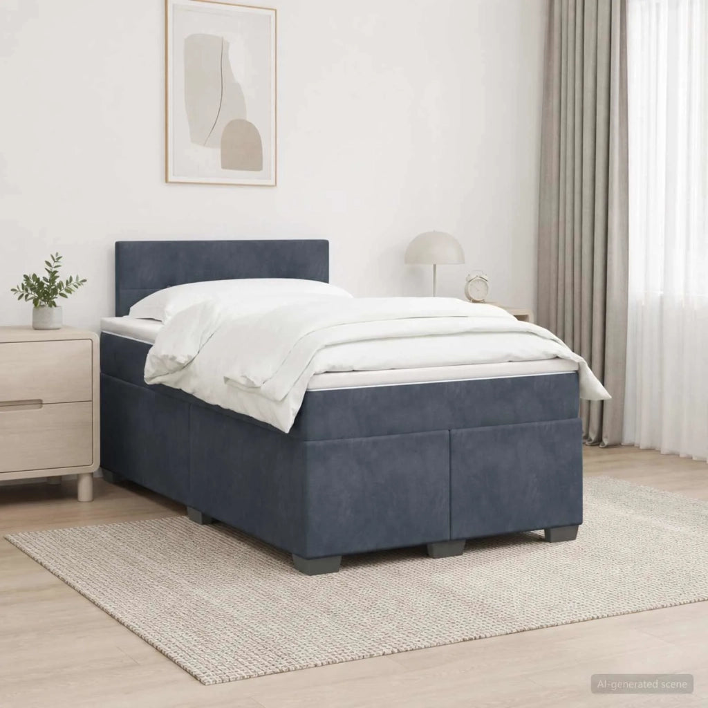 Letto con Box Spring, Materasso e LED Grigio Scuro 120 x 200 cm 3452157
