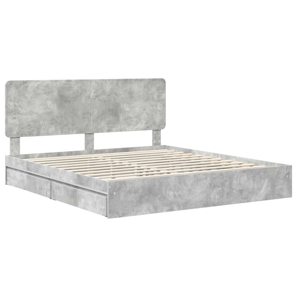 Letto con Contenitore con testiera Grigio cemento 200 x 200 cm 3412654