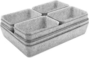 Organizzatori di carrello in velluto da 10 pezzi, scatole di velluto stivocabili, sistema di organizzazione di carrello, per comodino, scrivania, comodino, armadio e cabina armadio (grigio chiaro)