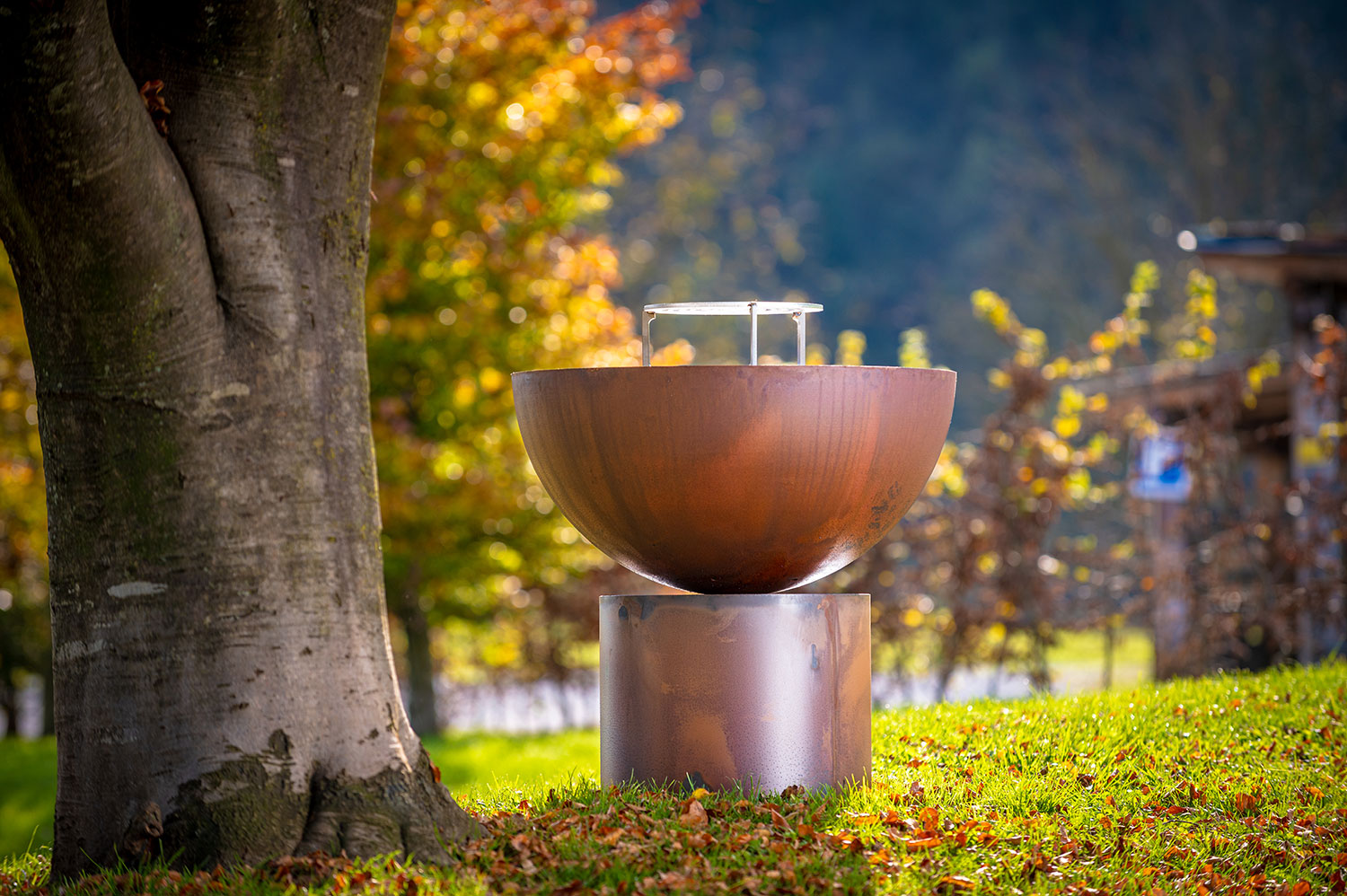 Barbecue a Legna Ø80x80 cm Primula in Acciaio Effetto Ruggine