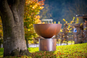 Barbecue a Legna Ø80x80 cm Primula in Acciaio Effetto Ruggine