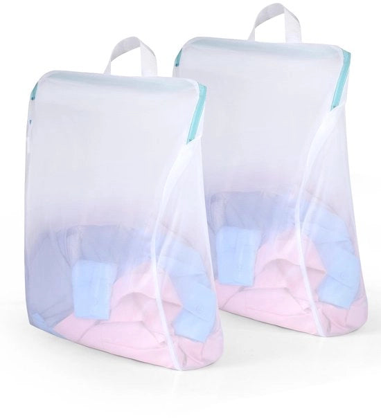 Waschette Grosse, 40x50 cm Waschette, 2-pack Waschette, Wasnet per Lavatrice con Maniglie e Cerniera, Waschette Riciclabili per Alloggi Universitari