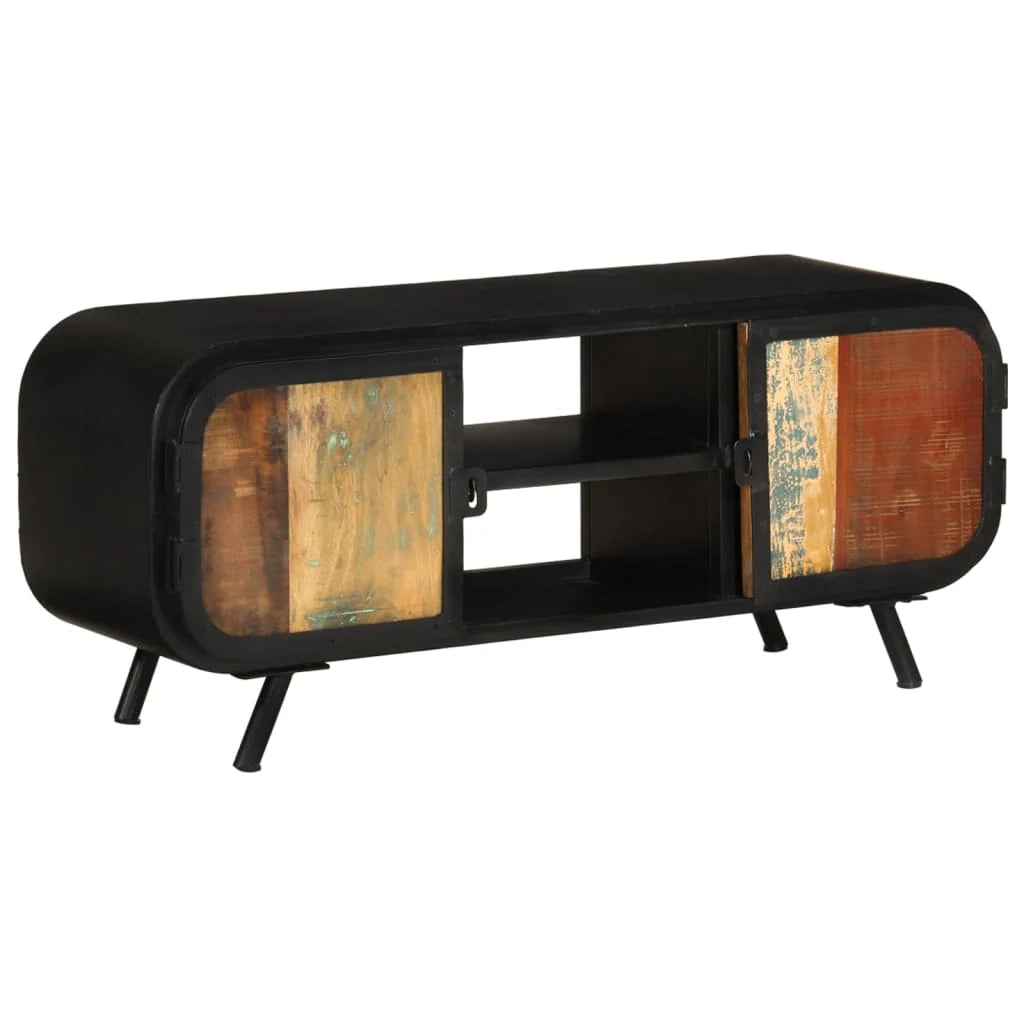 Mobile TV multimediale scaffale TV mobile TV sala da pranzo soggiorno camera da letto 110 x 30 x 45 cm legno massello di recupero marrone 02_0025745