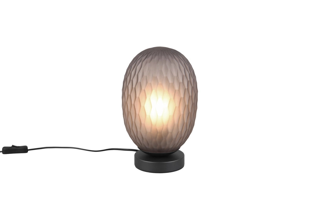 Lampada da tavolo FACETTE vetro fumé nero E27 Trio