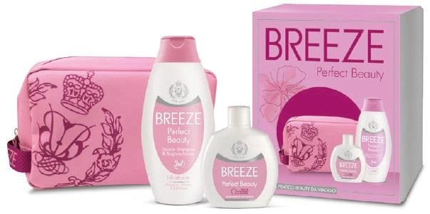 BREEZE CONFEZIONE REGALO DONNA ROSA DEODORANTE PROFUMATO + DOCCIA SHAMPOO 400 ML + BEAUTY DA VIAGGIO