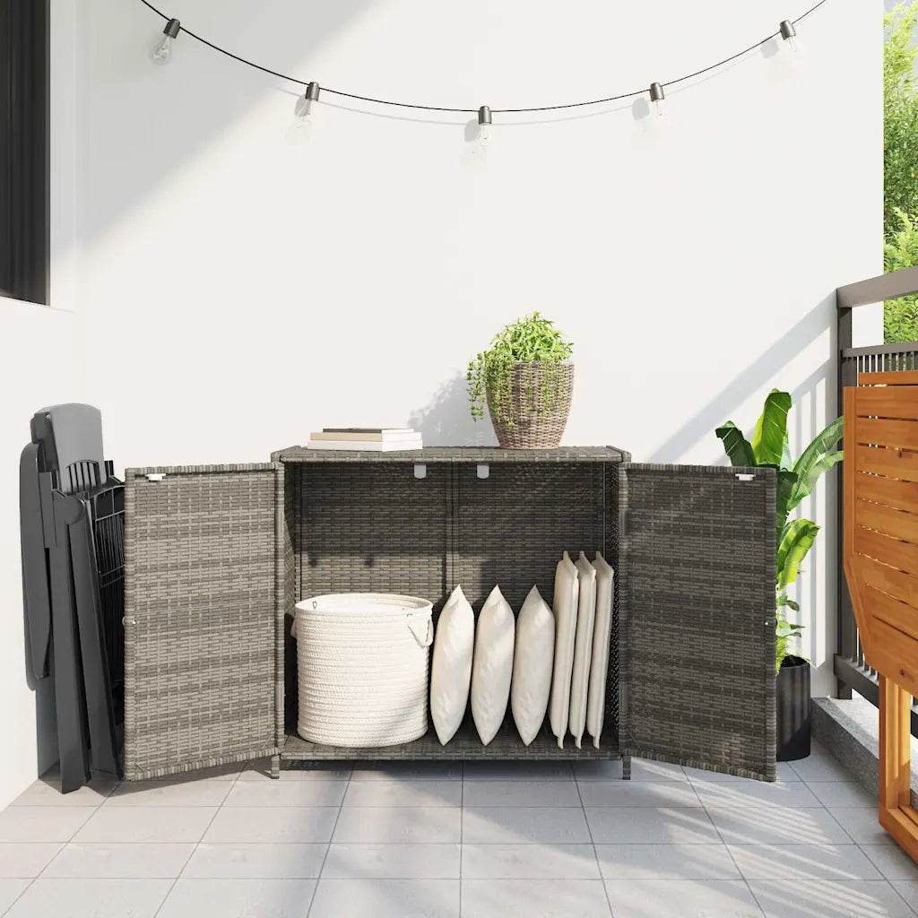 Armadietto Portaoggetti Giardino Grigio 83x45x76 cm Polyrattancod mxl 110513
