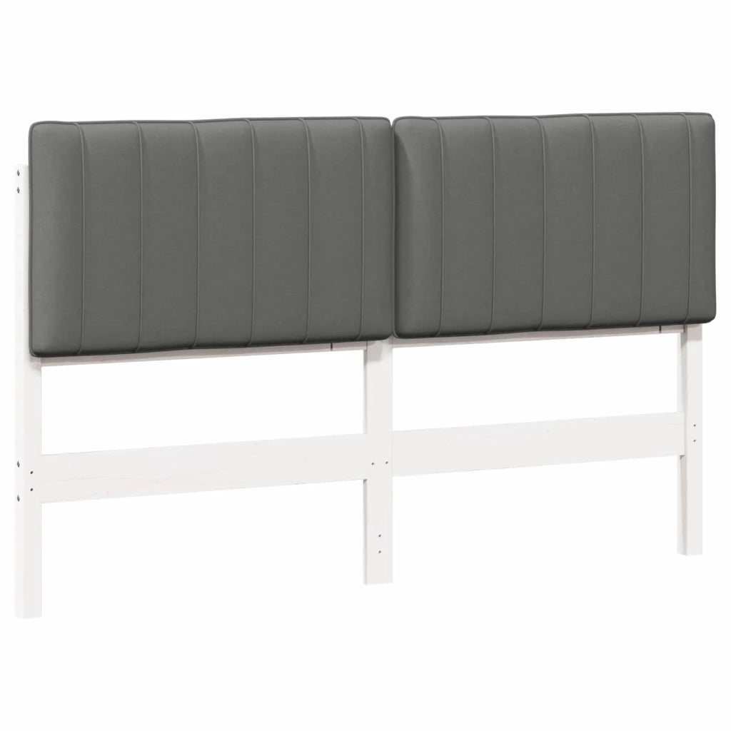 Testiera imbottita-Testiera con Cuscini-Testata Bianco e grigio chiaro 150 cm Pino massello 696993