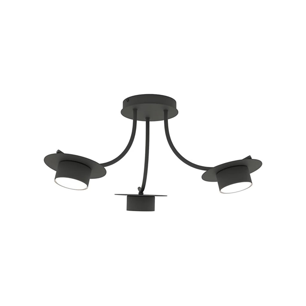 Plafoniera Moderna Giunone Acciaio Nero 3 Luci Gx53 Ip20