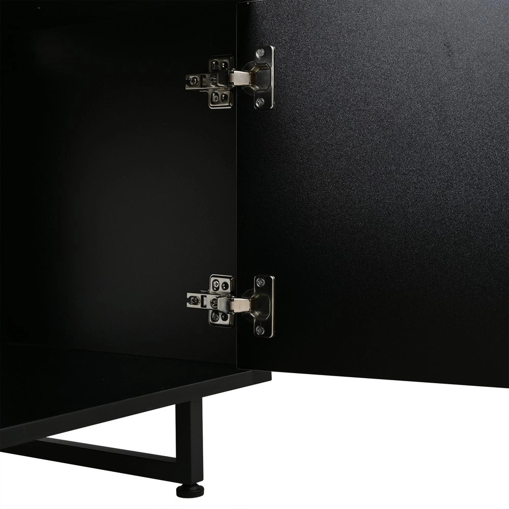 Mobile TV con 4 Ante per Soggiorno ¨C Xylo ¨C Legno Naturale e Nero, 180x40x50 cm