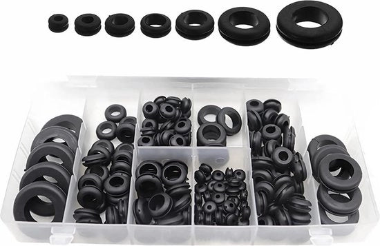 Kit di sigillatura con gomma e guarnizioni elastiche per viti di sfogo olio - 125 pezzi - 18 misure - guaina di cavo in gomma - diametro .