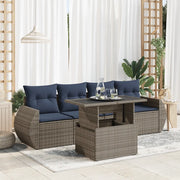 vidaXL Set Divano Giardino 5 pz con Cuscini Grigio Polyrattan Acacia