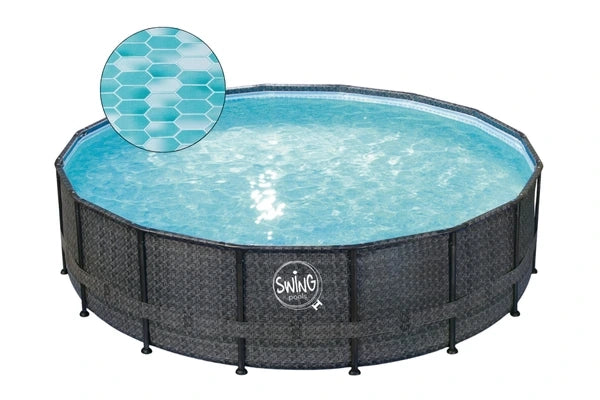 ELITE - PISCINA CON TELAIO IN VIMINI - 5,49 mx 1,32 m, Vimini scuro (Spina di pesce)