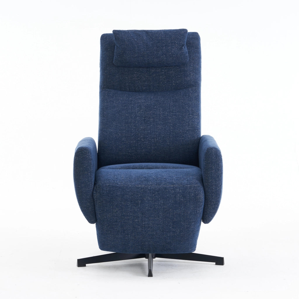 Poltrona Relax Reclinabile con Poggiapiedi ¨C Xylo ¨C Tessuto Chenille Blu, Girevole