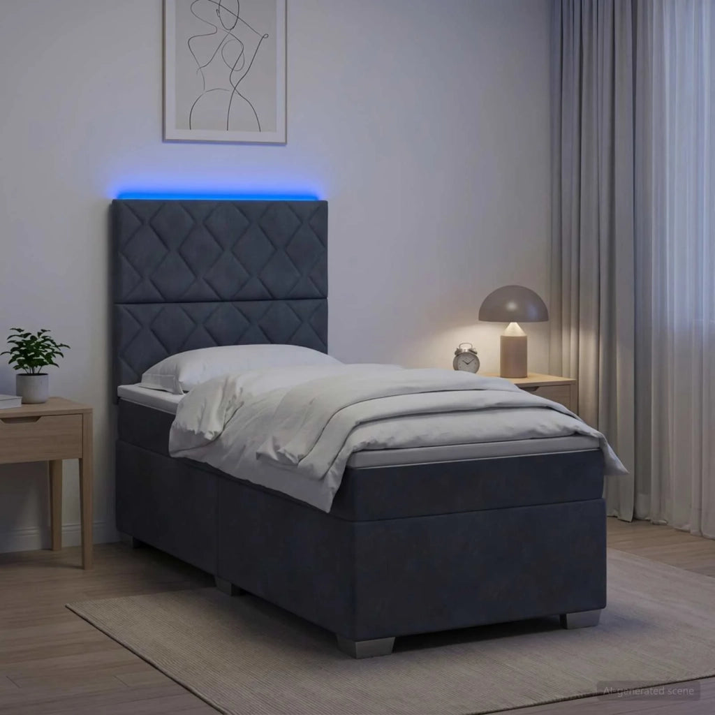 Letto box spring con materasso Grigio Scuro 100 x 200 cm 3455055