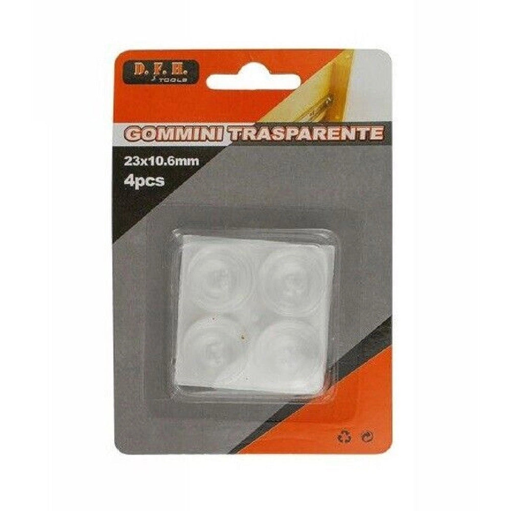Trade Shop - Set 4pz Gommini Adesivi Protezione Pavimenti Trasparenti Rotondi 23x10.6mm 66107 -