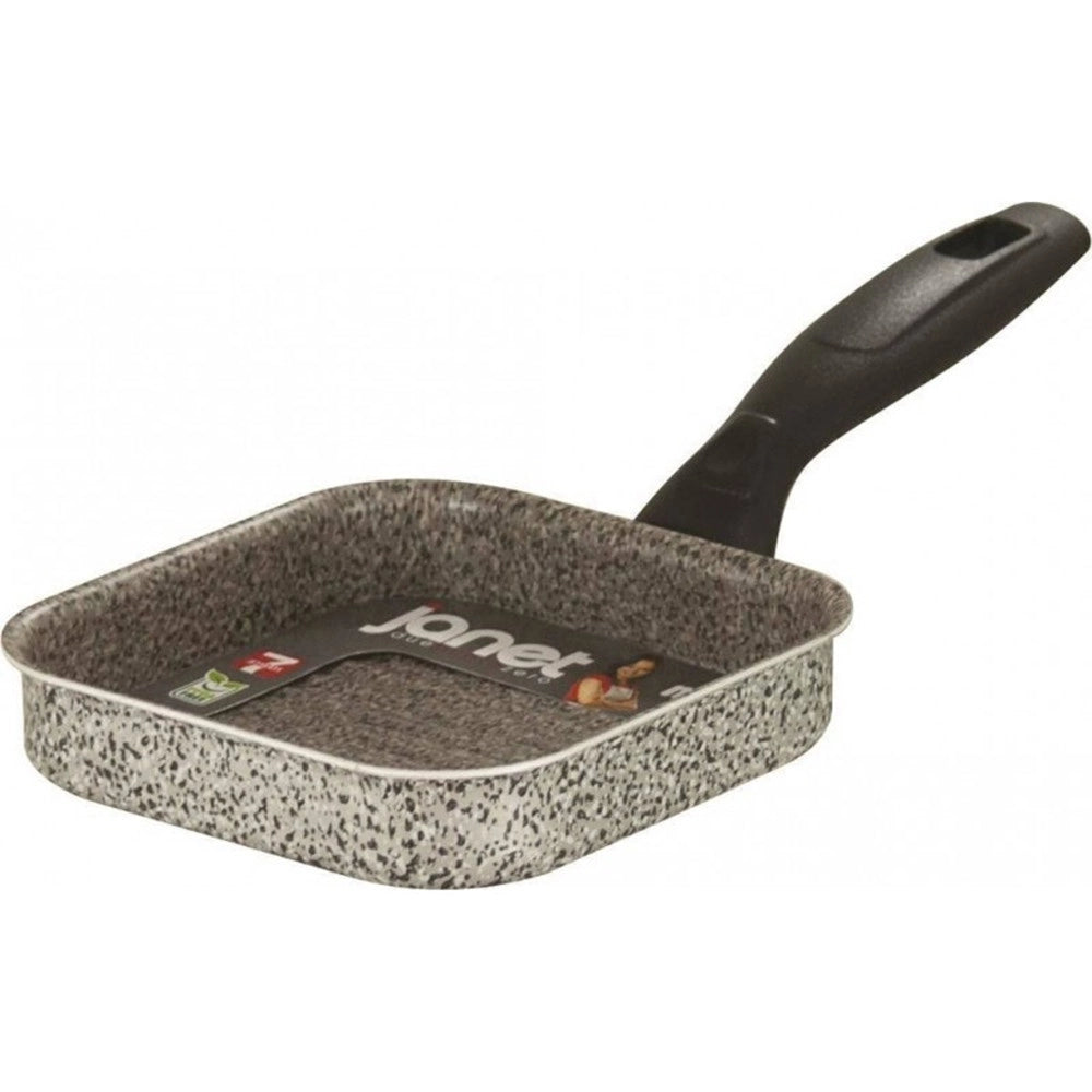 Trade Shop - Bistecchiera Quadrata In Alluminio Antiaderente Antigraffio Da 14,5/23,5 Cm Con Manico -    -14,5 Cm   -