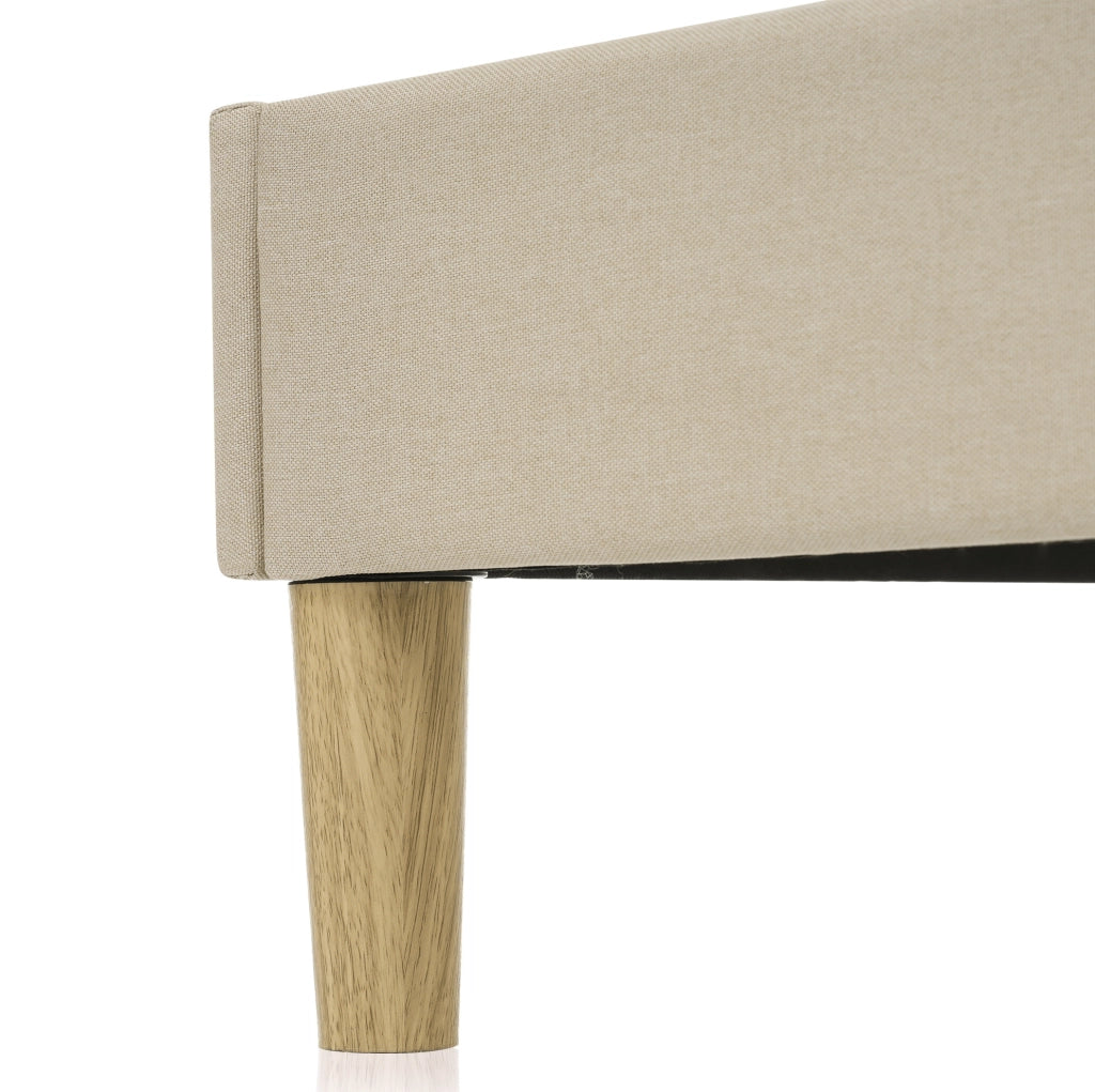 Letto matrimoniale imbottito 140x200 cm con testiera LED regolabile; beige