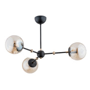 Plafoniera ITORIS Alfa nero/oro 3xE14 sfere ambra vetro