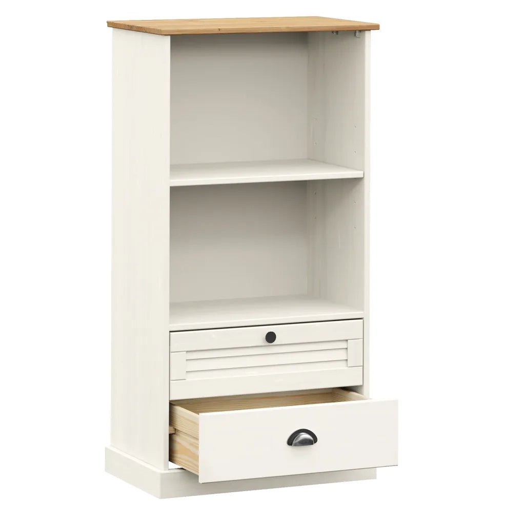 Libreria-Scaffale per Libri-Mobile di Stoccaggio VIGO 60x35x114,5 cm in Legno Massello di Pino Bianco