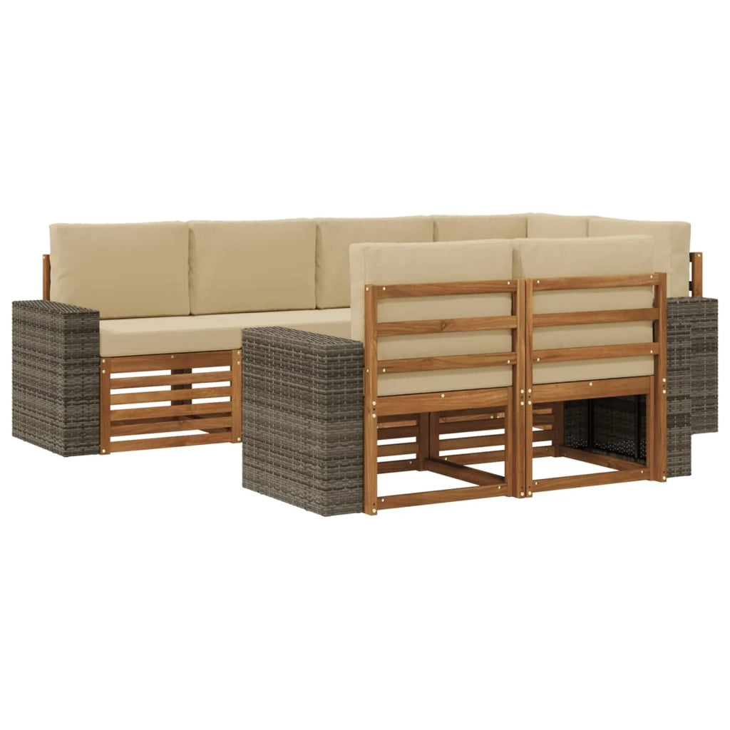 Set divano sezionale con cuscino 7 pcs Naturale e Beige 3384489