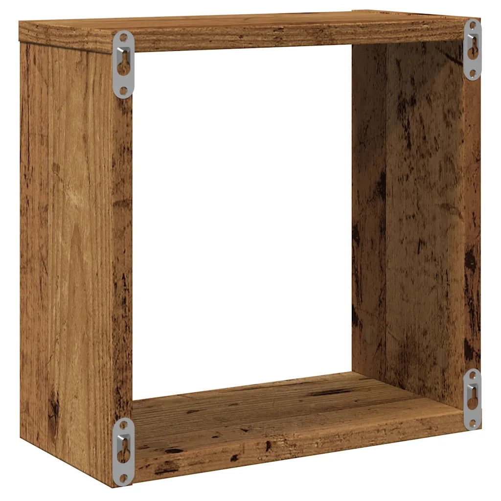 Mensole Parete a Cubo 2 pz Legno Vecchio 30x15x30 cm Truciolato 856576