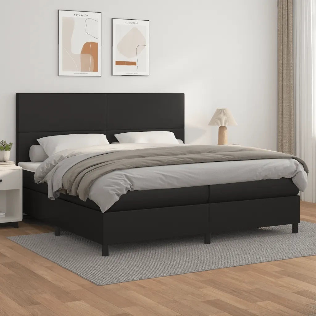 Giroletto a Molle con Materasso Nero 200x200 cm in Similpelle cod mxl 61937