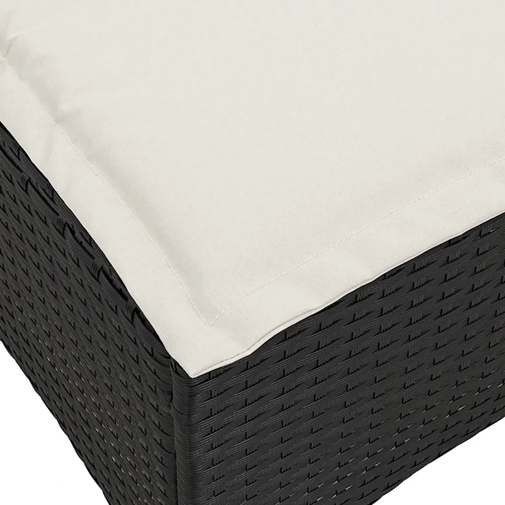 Set Divani da Giardino 3 pz con Cuscini Forma L Polyrattan Nero