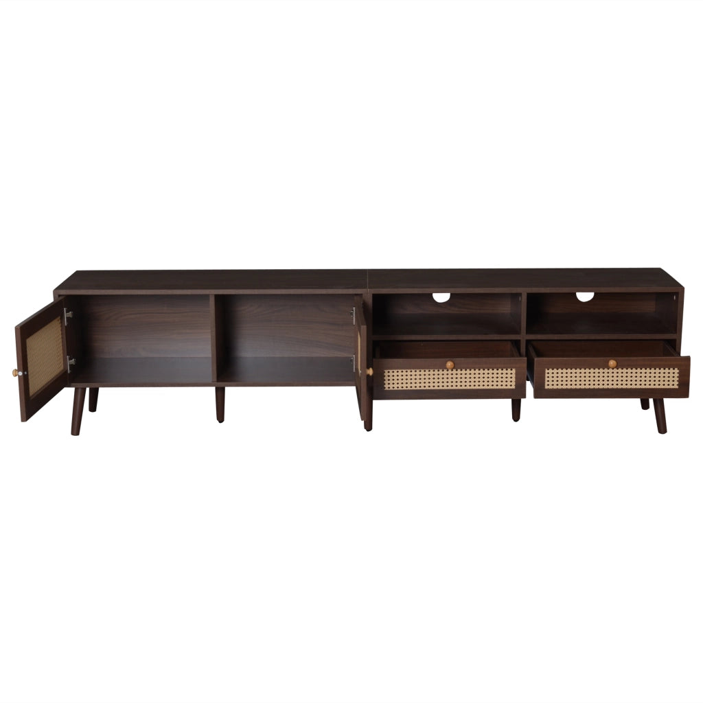 Mobile TV marrone 200x37x49;5 cm con 2 ante in rattan e 2 cassetti