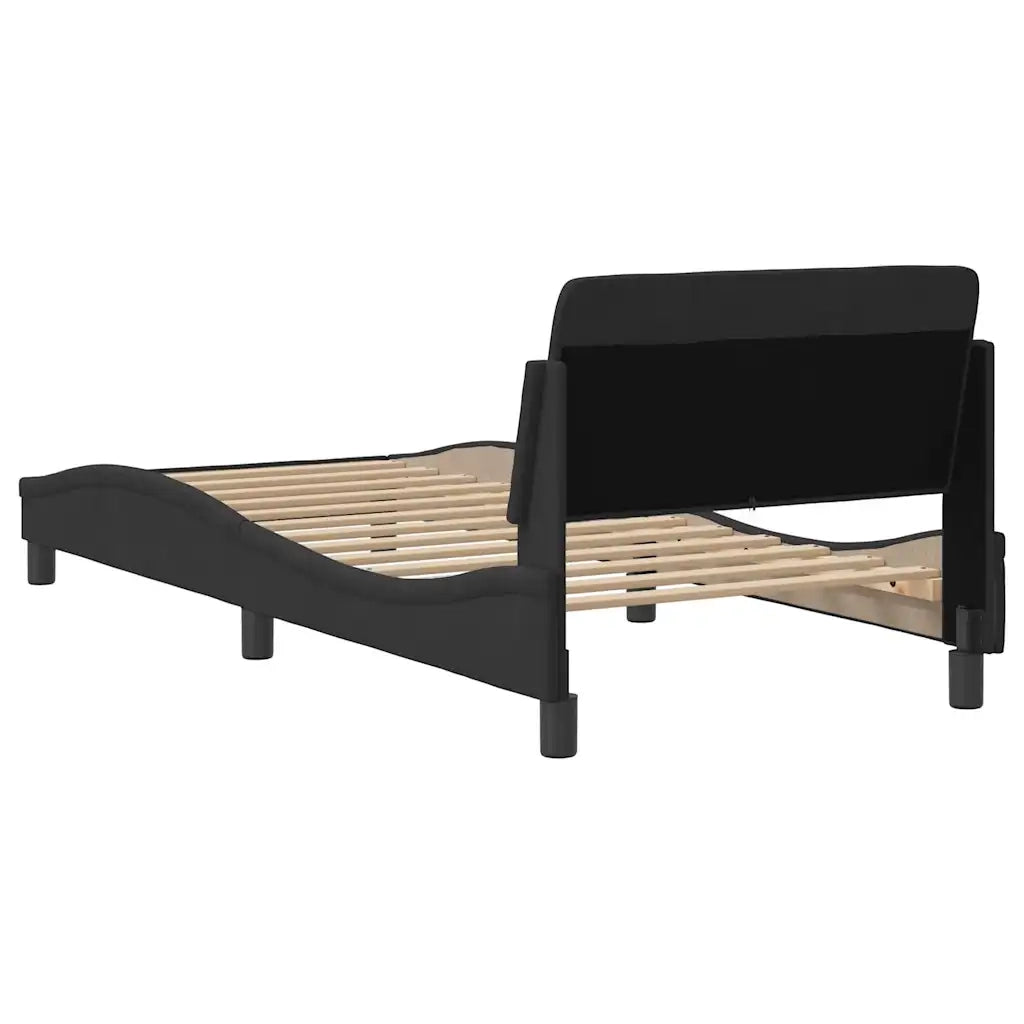 Giroletto con Testiera-Struttura Letto con testiera Dover Nero 90x200 cm Velluto