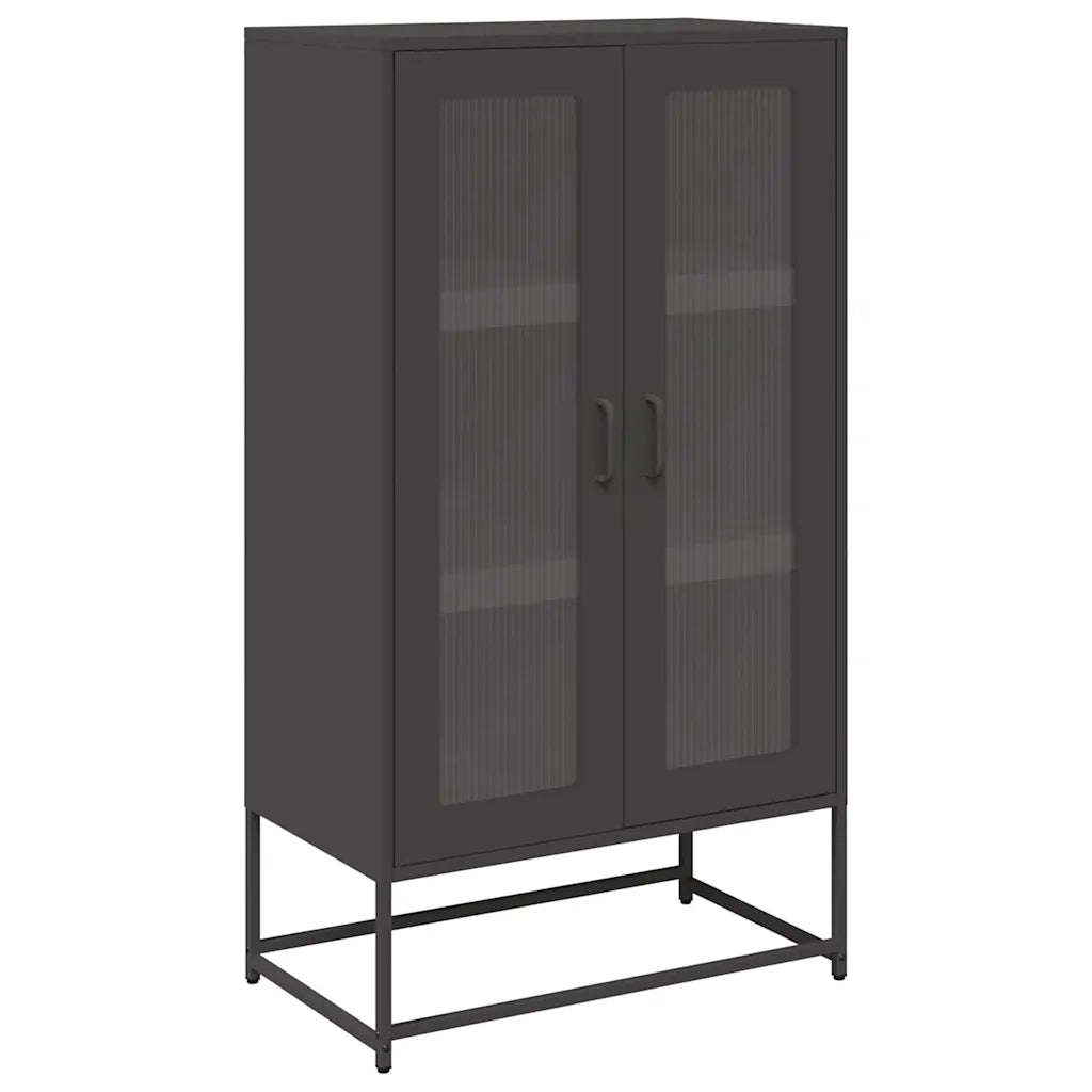 Credenza-Buffet-Armadio da cucina Nera 68x39x123 cm in Acciaio 908815