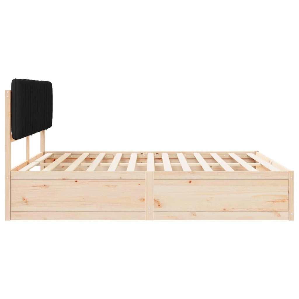 Letto con Testiera Rivestita Nero 180 x 200 cm Pino massello 3398216