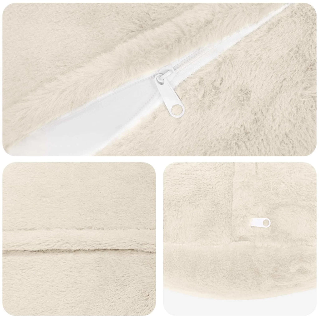 Federa 2 pz HEERLEN Bianco Ø 50 cm Pelliccia di Coniglio Finta 922793