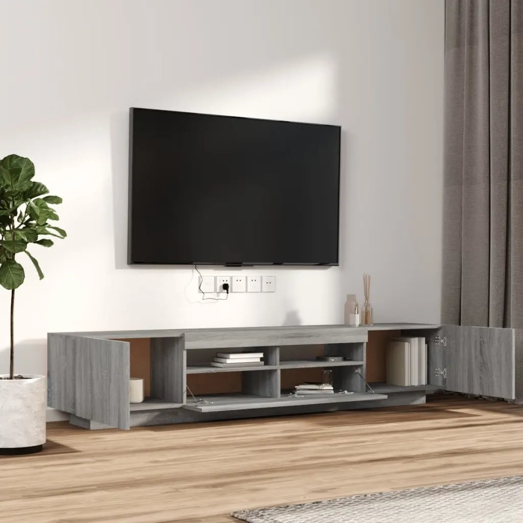 Set Mobili TV 2 pz con Luci LED Grigio Sonoma Legno Multistrato 3120171