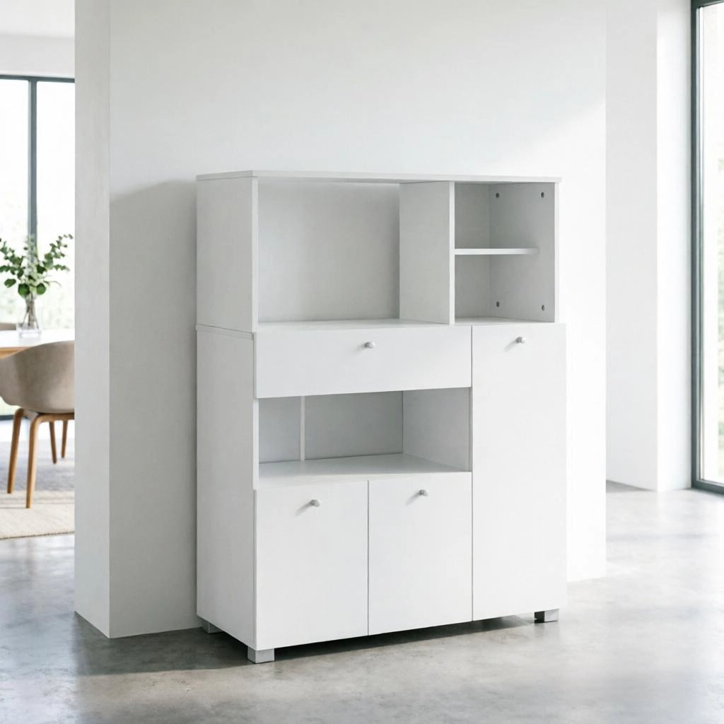 Mobile contenitore da cucina con 2 ante; 4 nicchie; cassetto estraibile; per cucina e soggiorno; 90 × 40 × 120 cm