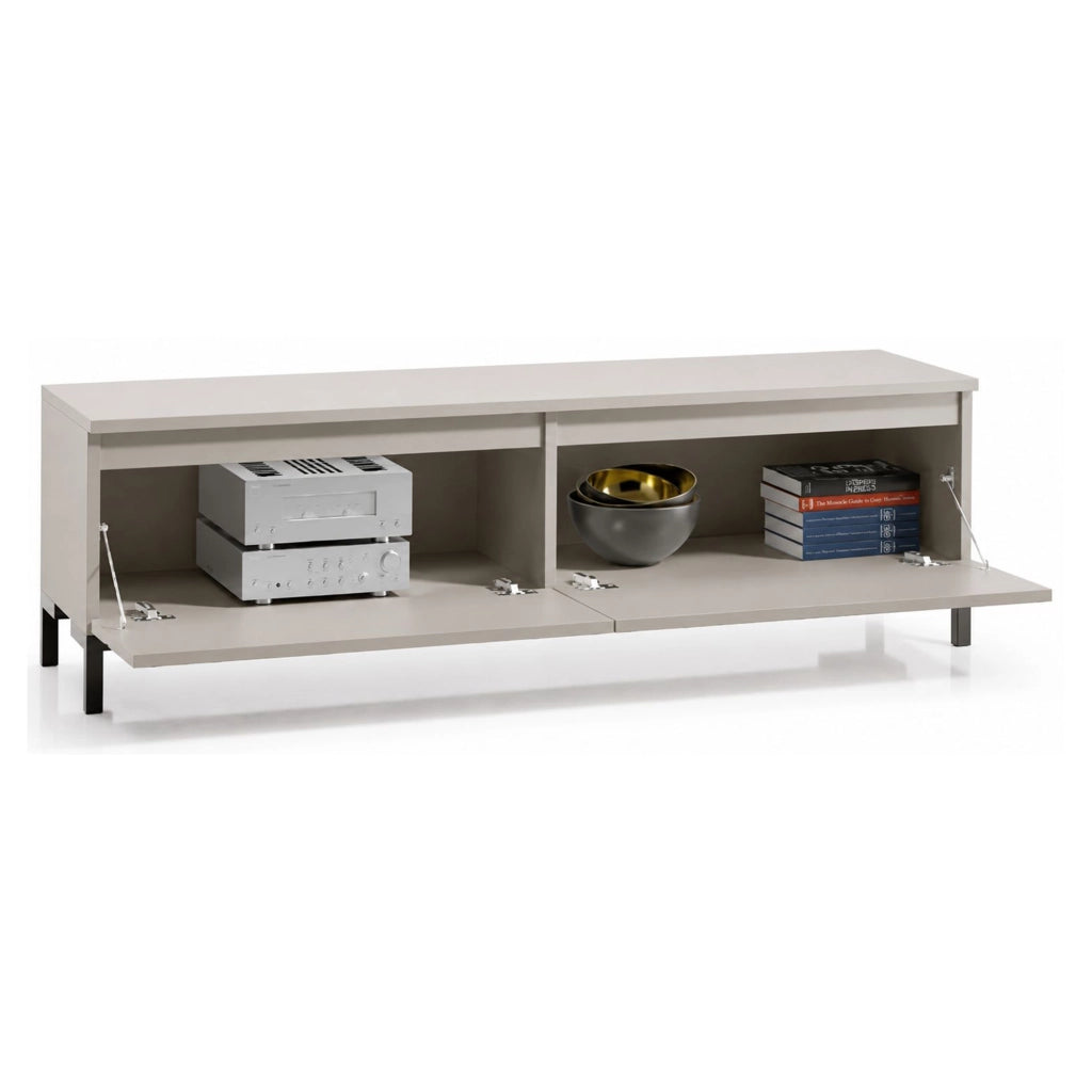 Mimasato, Mobile Porta tv un Ripiano Made in Italy, 150x37x45h cm Grigio Chiaro
