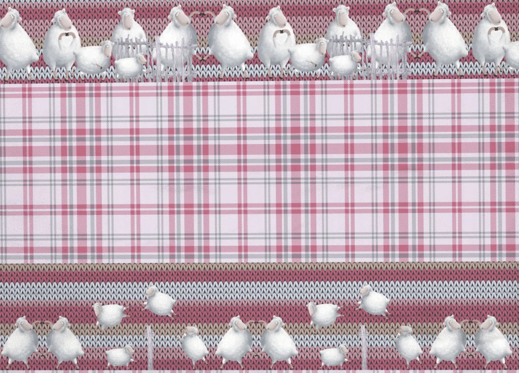Copripiumino Sacco Piumone Pensieri Delicati 100% Cotone Disegno Pecorelle - Singolo - Rosa