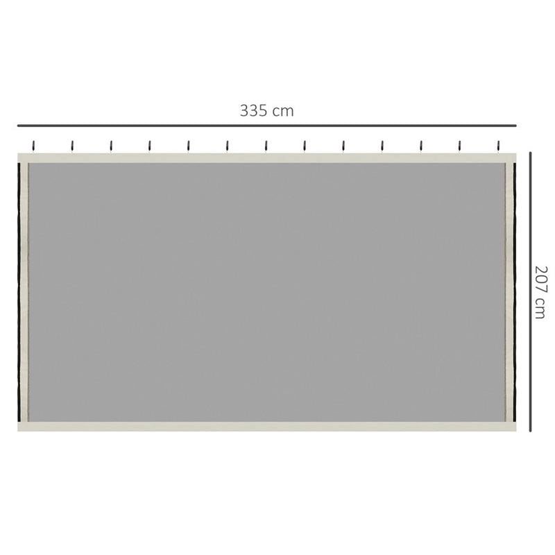 ZANZARIERA PER GAZEBO TENDE DI RICAMBIO UNIVERSALE CON CERNIERE, 335X207CM - NERO E BEIGE