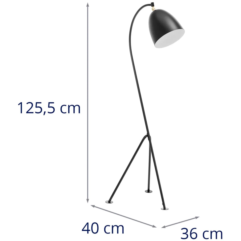 Lampada da terra ad arco con paralume in metallo mobile 40 watt altezza 125 cm ferro verniciato a polvere nero 14_0009213