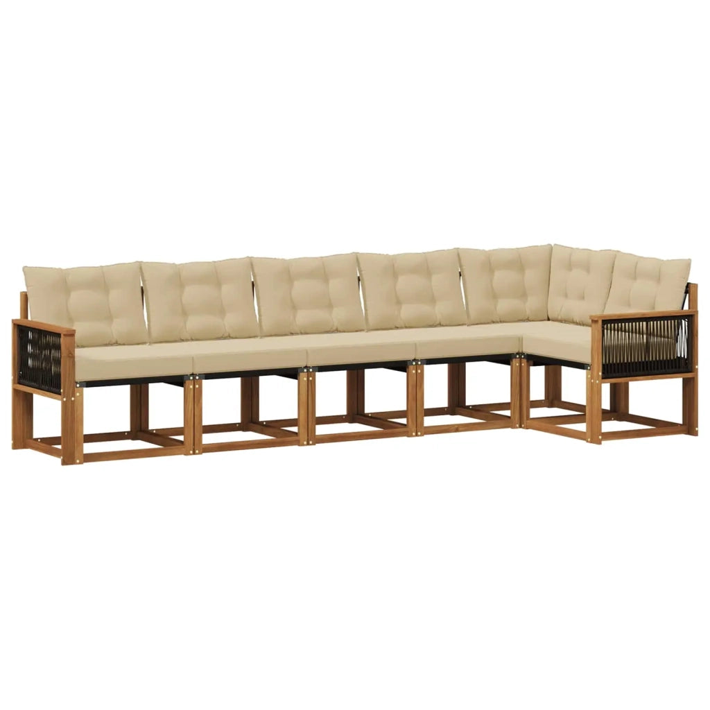 Set di divani da esterno con cuscino 6 pcs Naturale e Beige 3381985