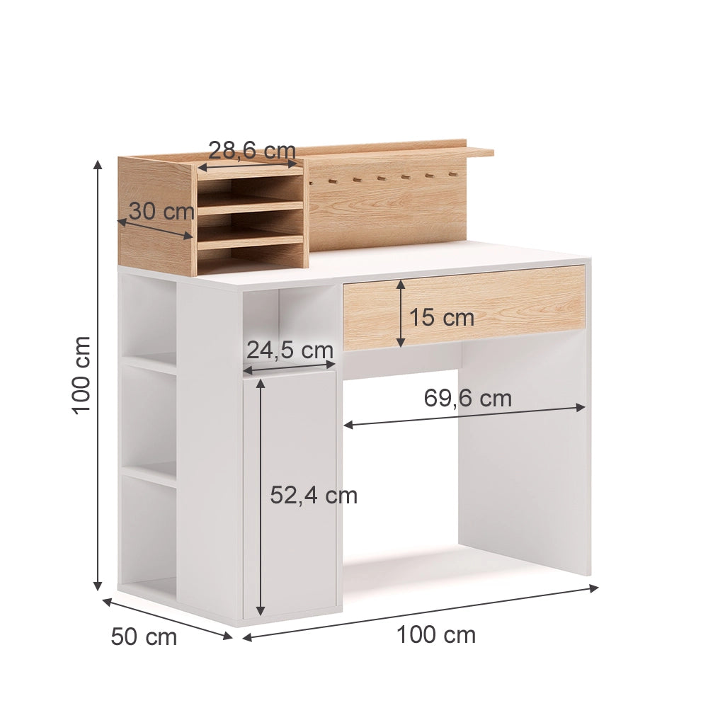 Vicco Scrivania Bianco/Sonoma 100 x 50 cm