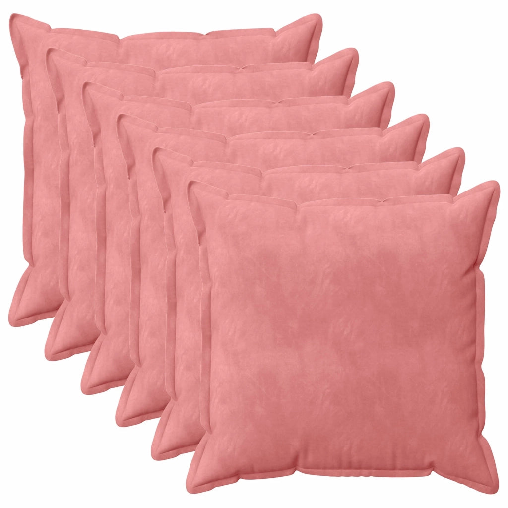Federa 6 pcs HOUTEN Rosa 65 x 65 cm Velluto 920976
