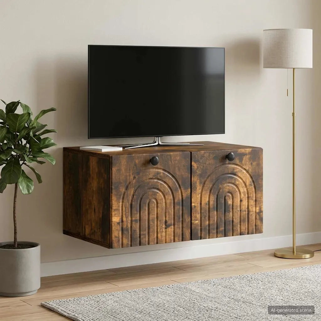 Mobile Porta TV da Muro Rovere Fumo 59,5 x 41 x 30 cm 898170