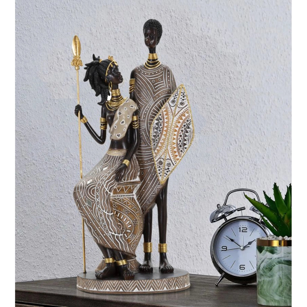 Scultura Africa 10, Multicolore, Poliresina, 16x11,5x38 cm