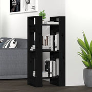 Libreria Divisorio-Scaffale per Libri-Mobile di Stoccaggio Nero 41x35x91 cm in Legno Massello di Pino