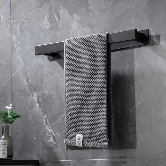 Montaggio Handdoekenreca Badkamer Supporto di Stoccaggio Binario in Acciaio Inossidabile Nero 40cm