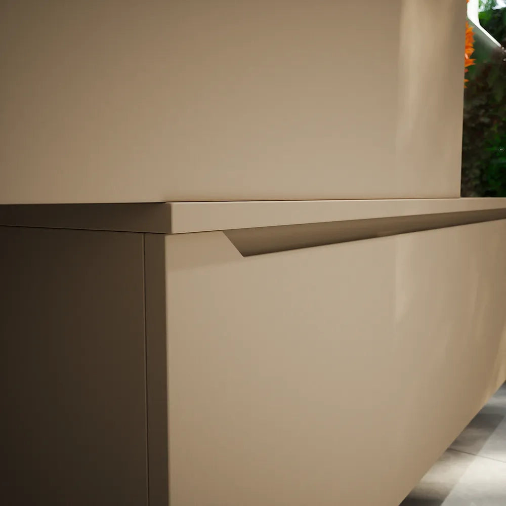 Mobile bagno sospeso modulare 120 cm sabbia opaco due cassetti con top | Bako