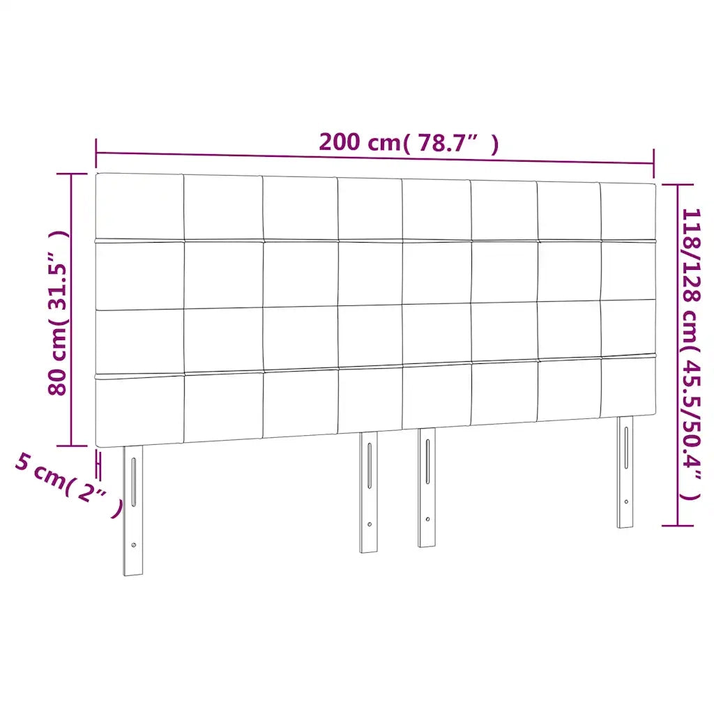 Testiere 4 pz Blu Scuro 100x5x78/88 cm in Velluto